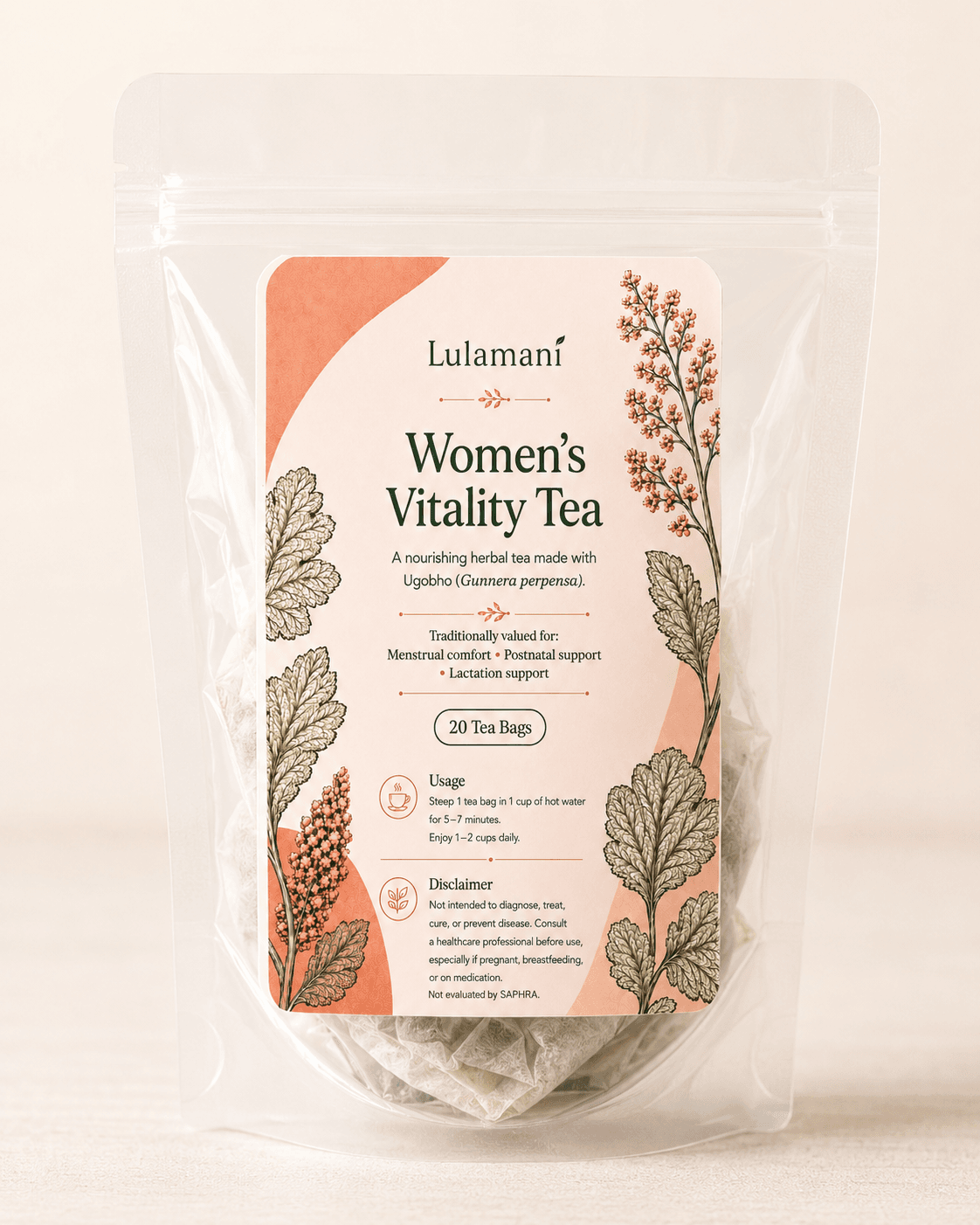 Women's Vitality Herbal Tea transparent pouch